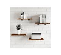 vidaXL Étagères Murales 4 pcs, Tablettes Suspendues avec Rangement, Étagères à Livres Flottantes, Décorations de Salon, Chêne Fumé Bois d'Ingénierie