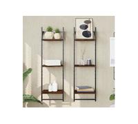 vidaXL Étagères murales à 3 niveaux avec barres 2 pcs chêne marron 836262