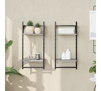 Étagères Murales à 3 Niveaux avec Barres Flottantes 2 pcs Chêne Sonoma vidaXL