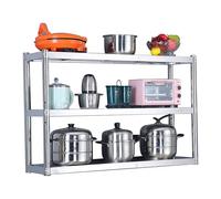 Étagères murales à 3 niveaux en acier inoxydable, étagères de cuisine en métal, support pour four à micro-ondes, étagère réglable en hauteur pour garde-manger, restaurants, cantines(90x35x75cm)