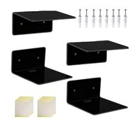 Étagères murales acryliques - Lot de 4 pièces décoratives multifonctions de 10,2 x 9,9 x 4,8 cm, organiseur mural flottant transparent, étagère murale adhésive durable | Étagère murale