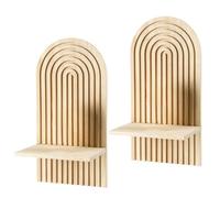 Étagères Murales Arc Bohème - 2 Supports en Bois Design Élégant | Étagère Suspendue Forme Arrondie pour Chambre, Salon, Salle de Classe, Déco Murale Naturelle Vintage Style Intérieur
