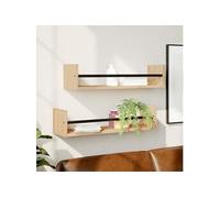 vidaXL Étagères murales avec barres 2 pcs chêne sonoma 60x16x14 cm 835435