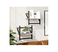Etagères murales avec barres 2 pcs sonoma gris 30x25x30 cm 836236