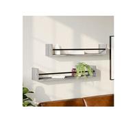 vidaXL Étagères murales 2 pcs – Tablettes suspendues avec barres, rangement, Sonoma gris