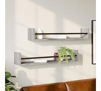 Étagères Murales avec Barres Suspendues Rangement Salon Intérieur 2 pcs vidaXL