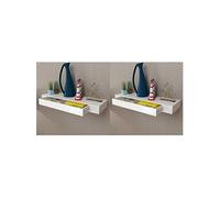 Étagères Murales Avec Tiroirs 2 Pcs Blanc 80 Cm
