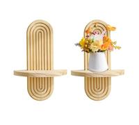 Étagères Murales Boho Décoration Bois Massif Rustique Arquée 2 Pièces | Étagères Flottantes Arcs Boho pour le Salon, Salle de Bain, Chambre d'Enfant, Couloir, Entrée, Hall, Bureau et Cuisine