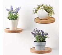 Étagères Murales Bois, Lot de 3 étagères murales rondes en bois - 15 cm Étagères flottantes design pour plantes, pots décoratifs et vases - Suspension murale élégante - Décoration intérieure chic
