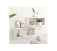 Etagères murales cube 2 pcs Blanc 60x15x23 cm Bois d'ingénierie