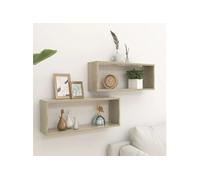 vidaXL Étagères cube murales 2 pcs Chêne sonoma 60x15x23 cm Aggloméré