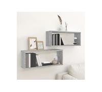 vidaXL Étagères murales cube 2 pcs Sonoma gris 60x15x23 cm Bois 815927