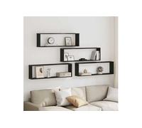 Etagères murales cube 4 pcs chêne noir 100x15x30 cm bois, stockage en forme de cube, organisateur en forme de cube, 862059