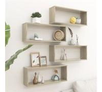 vidaXL Étagères murales cube 4 pcs – Supports suspendus, tablettes flottantes, Chêne Sonoma