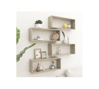 Vidaxl Étagères Murales Cube 4 Pcs Chêne Sonoma Bois D’Ingénierie Multicolore