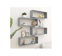 Etagères murales cube 4 pcs Gris béton Bois d'ingénierie