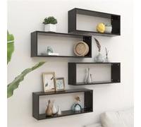 Vidaxl Étagères Cube Murales 4 Pcs Noir 60x15x23 Cm Aggloméré Noir