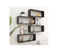 Vidaxl Étagères Cube Murales 4 Pcs Noir 60x15x23 Cm Aggloméré Noir