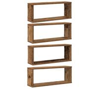 vidaXL Étagères murales cube 4 pcs vieux bois 60x15x23 cm Marron