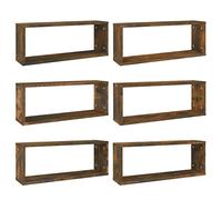 815926 vidaXL Étagères murales cube 6 pcs Chêne fumé 60x15x23 cm Bois