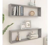 vidaXL Étagères Cube Murales 2 pcs, Supports Suspendus, Tablettes Flottantes, Meubles de Salon Salle de Séjour, Gris Béton Bois d'Ingénierie