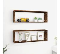 vidaXL Lot de 2 étagères murales chêne noir 80×15×26 cm, bois d'ingénierie, charge 60 kg