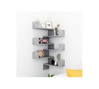 Etagères murales d angle 2 pcs Gris béton Bois d'ingénierie