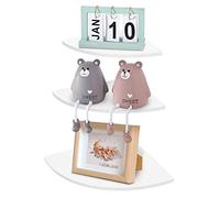 Etagères Murales d'angle, Lot de 3 Etagères Flottantes Etagère d'angle Flottante Etagère de Coin pour Décorations Pot de Fleur Livres Étagère d'angle pour Salon Chambre Blanc Capacité Maximale 10 kg