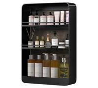 Étagères murales de salle de bain multifonctionnelles, sans perçage, fin, sans perçage, pour salle de bain, cuisine et salon (noir, 60 cm)