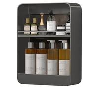 Étagères murales de salle de bain multifonctionnelles, sans perçage, pour salle de bain, cuisine et salon (gris, 40 cm)