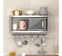 Étagères murales en acier inoxydable - 2/3 niveaux de rangement pour vaisselle, épices, assiettes, tasses, aliments et livres - 60 x 35 cm