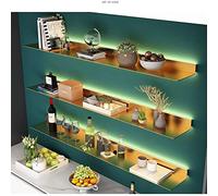 Étagères murales en acier inoxydable avec lumière chaude LED, étagères murales flottantes émettant de la lumière noir/blanc/or, présentoir éclairé en métal for une utilisation multi-gamme ( Color : Go