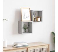 Étagères murales en bois d'ingénierie - vidaXL - Gris - 26x15x26 cm - Lot de 2 - Durable - Rangement stylé