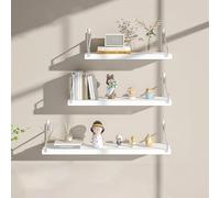 Étagères Murales en Bois Et Métal Blanc Ensemble 3 Pièces,Etagere Cuisine Murale Epice,murales Rustiques pour Chambre À Coucher, Salle De Bain, Livres pour Salon