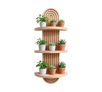 Étagères Murales en Bois Organisateur Ovale Décoratif Style Boho À 3 | Étagère Murale de Rangement pour Cuisine pour Maison Salon Cuisine Chambre Bougies et Pots à