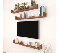 Étagères murales - EN.CASA - Höganäs - Effet noyer - 120 x 15 x 12 cm