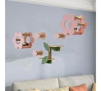 Étagères Murales en Forme de Fleur for Chat, en Bois, Ensemble de Supports Muraux for Chat DIY, Laissez Les Chats Grimper À Leur Guise(8pcs)