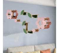 Étagères Murales en Forme de Fleur for Chat, en Bois, Ensemble de Supports Muraux for Chat DIY, Laissez Les Chats Grimper À Leur Guise(9pcs)