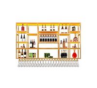 Étagères murales en métal à 4 niveaux à suspendre avec supports pour verre, rangement flottant haute capacité pour cuisine, bar à domicile et affichage d'alcool