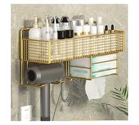 Étagères murales Étagère de rangement pour toilettes Étagère de rangement pour articles de toilette en métal monocouche avec porte-serviettes en papier et sèche-cheveux, étagère de cuisine, montage