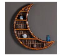 Étagères murales Étagère flottante en forme de lune fixée au mur for service à thé, vase, objets de collection, pierre de cristaux, huile essentielle, petite plante et art, décoration murale en bois,