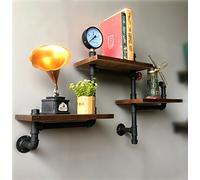 Étagères murales Étagères murales Retro mural trois étages supports industriels de tuyau de fer de vent support de stockage de mur de restaurant de barre étagères de chambre à coucher de salon de LOFT