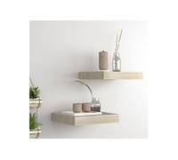 Etagères murales flottantes 2 pcs chêne 23x23,5x3,8 cm MDF