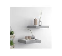 Etagères murales flottantes 2 pcs gris 23x23,5x3,8 cm MDF