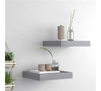 Vidaxl Étagères Murales Flottantes 2 Pcs Gris 23x23,5x3,8 Cm Mdf Multicolore