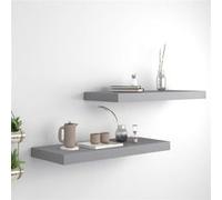 vidaXL Étagères murales flottantes 2x avec supports muraux Gris 60x23,5x3,8 cm MDF