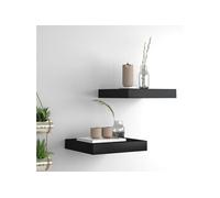 Etagères murales flottantes 2 pcs noir 23x23,5x3,8 cm MDF