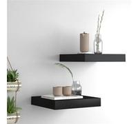 Étagères murales flottantes 2 pcs noir 23x23,5x3,8 cm MDF Noir G