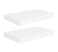Étagères Murales Flottantes 2 Pièces Mdf 40 X 23 X 3,8 Cm Blanc Montage Caché Blanc