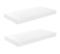 Étagères murales flottantes 2 pièces MDF 50 x 23 x 3,8 cm Blanc brillant Montage dissimulé